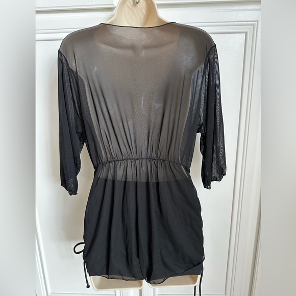 Black Romper Mesh Coverup. Size Small - Picture 2 of 9
